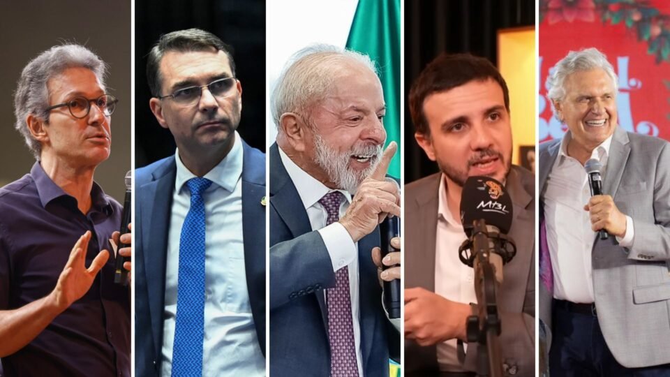 Alguns dos pré-candidatos à Presidência da República nas eleições de 2026 (Foto: Fotomontagem (Dirceu Aurélio/Governo MG | Carlos Moura/Agência Senado | Ricardo Stuckert/PR | Reprodução/Youtube MBL Oficial | Secom-GO))