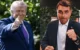 Segundo jornais norte-americanos, Flávio Bolsonaro (à dir.) deixou o Brasil e foi para os Estados Unidos; à esquerda na imagem, o presidente dos EUA, Donald Trump